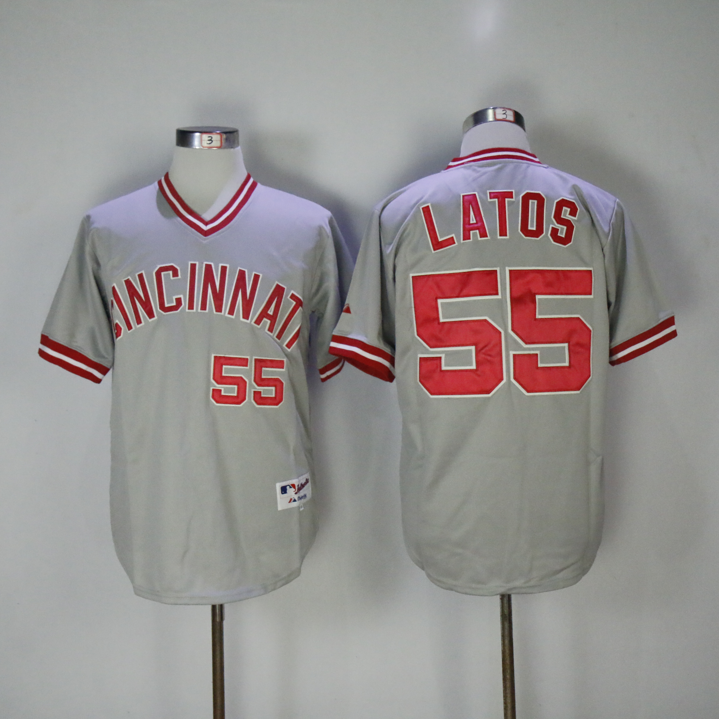 Men MLB Cincinnati Reds #55 Latos grey jerseys->cincinnati reds->MLB Jersey